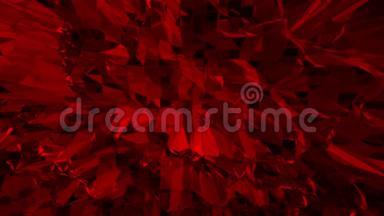 暗红色低聚挥动表面作为创意背景。 暗红色多边形几何振动环境或脉动